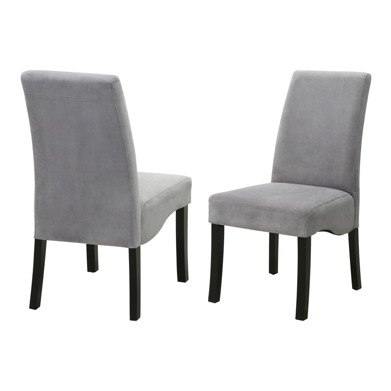 Chaise parsons rembourrée en velours gris Quantia