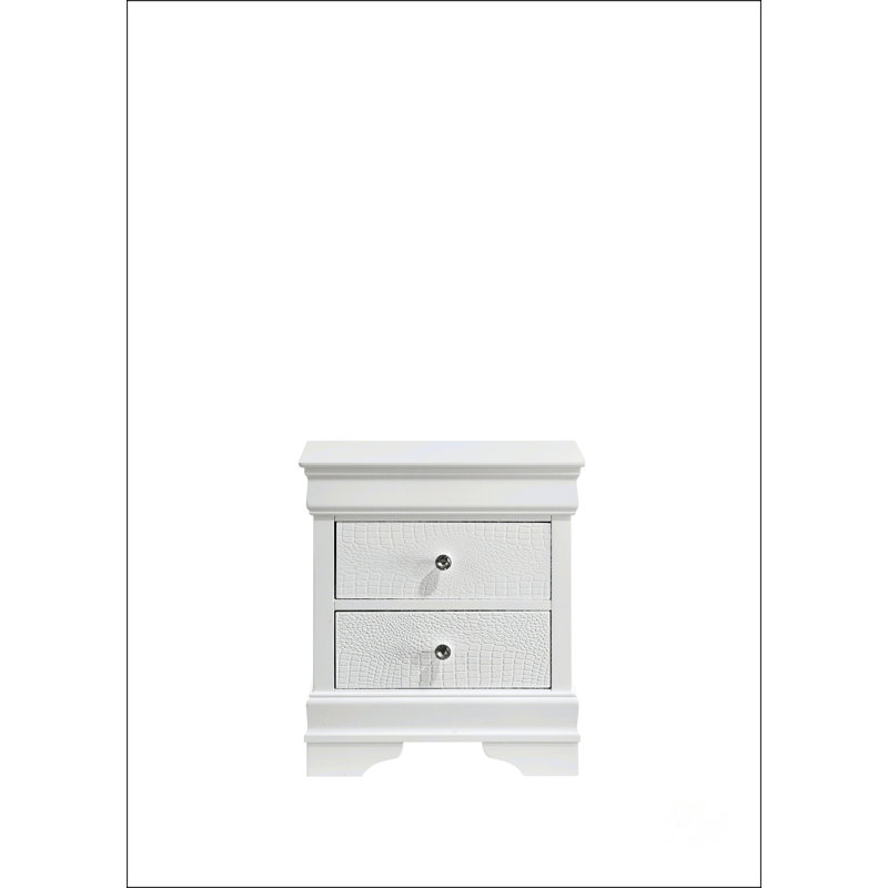 Table de chevet 2 tiroirs de style moderne, White