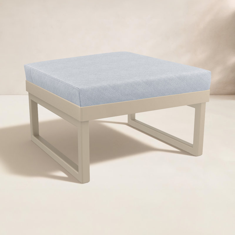 Repose-pieds d'extérieur avec coussin Lane, Taupe, Toile granit Sunbrella®