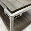 Table basse de salon avec structure métallique - Bois massif et placage de chêne, élégant graphite vieilli, mobile, étagère de rangement, 127 cm (l) x 66 cm (p) x 46 cm (h), aspect bois graphite, bois massif, fond fixe amovible