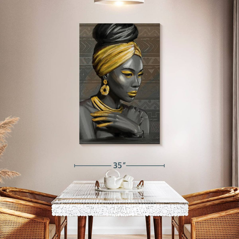 Leisha, beauté tribale dorée, H 48 po x l 32 po