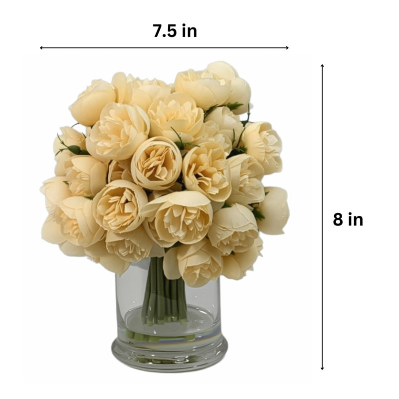 Silk Rose Peony Arrangement, Yellow