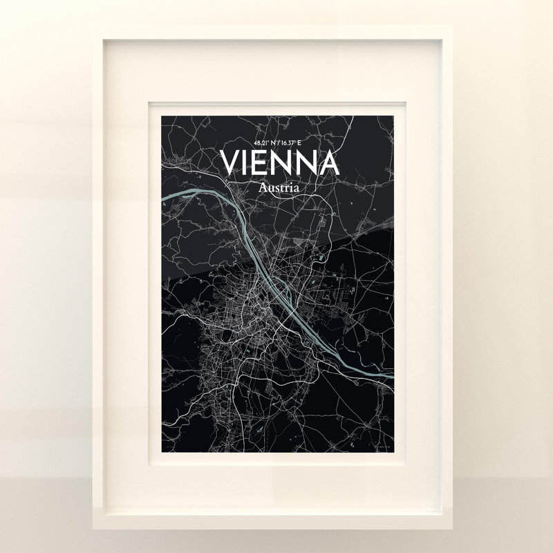 Vienna City Map In Midnight - No Frame Print, 24cm H x 18cm W x 0.05cm D