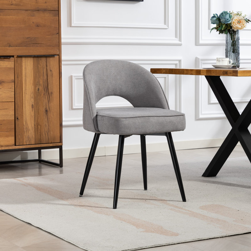 48cm H Polyester Upholstered Metal Upholstered Back Accent, Grey