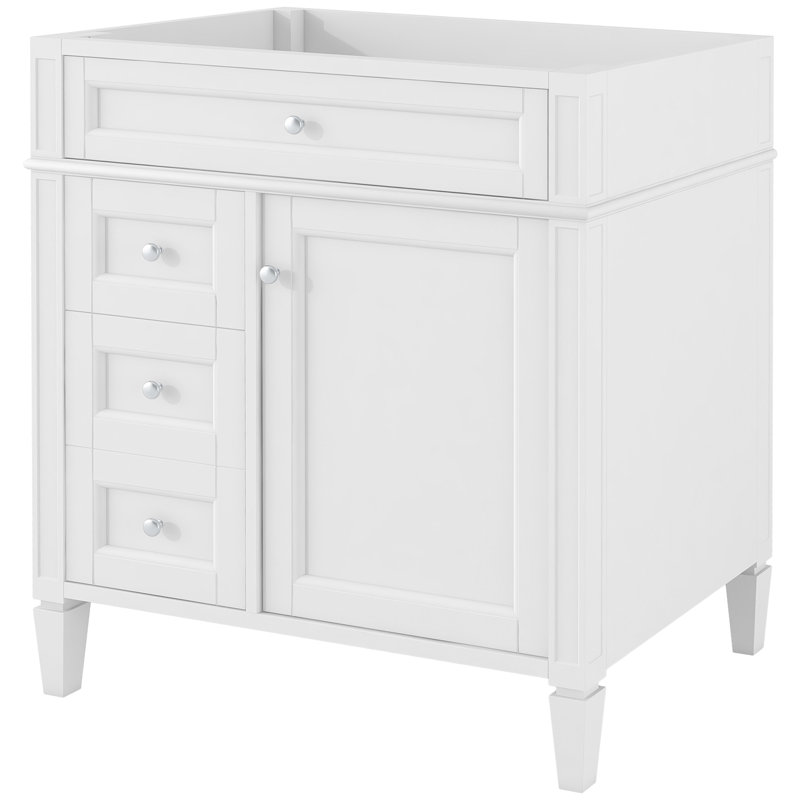 Meuble-lavabo de 30 po, 2 tiroirs et 1 tiroir escamotable, organisateur de porte d'armoire, tablette réglable, design moderne, pieds romains exquis, portes à fermeture douce, meuble-lavabo de finition sans lavabo, facile à assembler