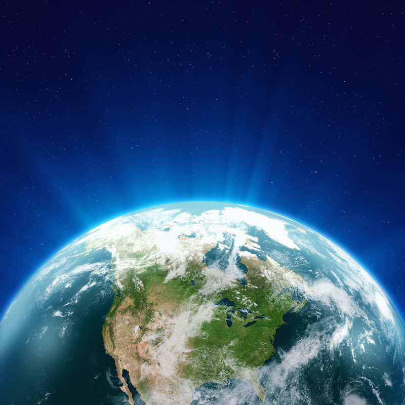 Glowing Blue Earth North America by Imaginima - Wrapped Canvas Print, 30cm H x 30cm W x 3.8cm D