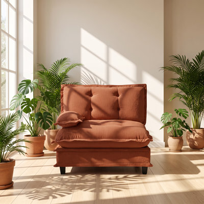 UI Furniture 38.58" W x 33.86" D x 35.43" H Orange Chenille Modular Armchair Sofa