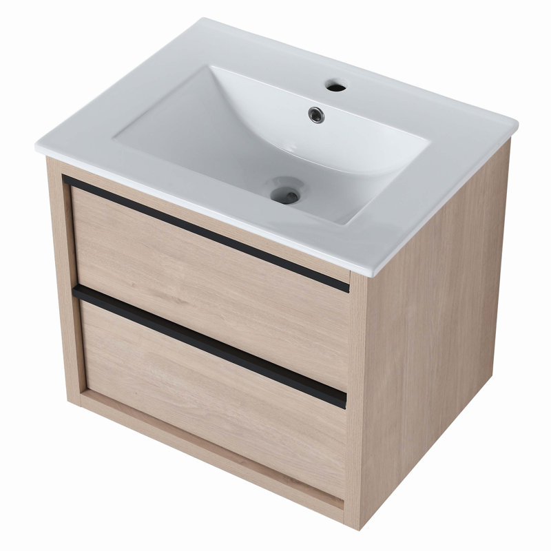 Meuble-lavabo simple avec plateau en bois manufacturé, Blanc