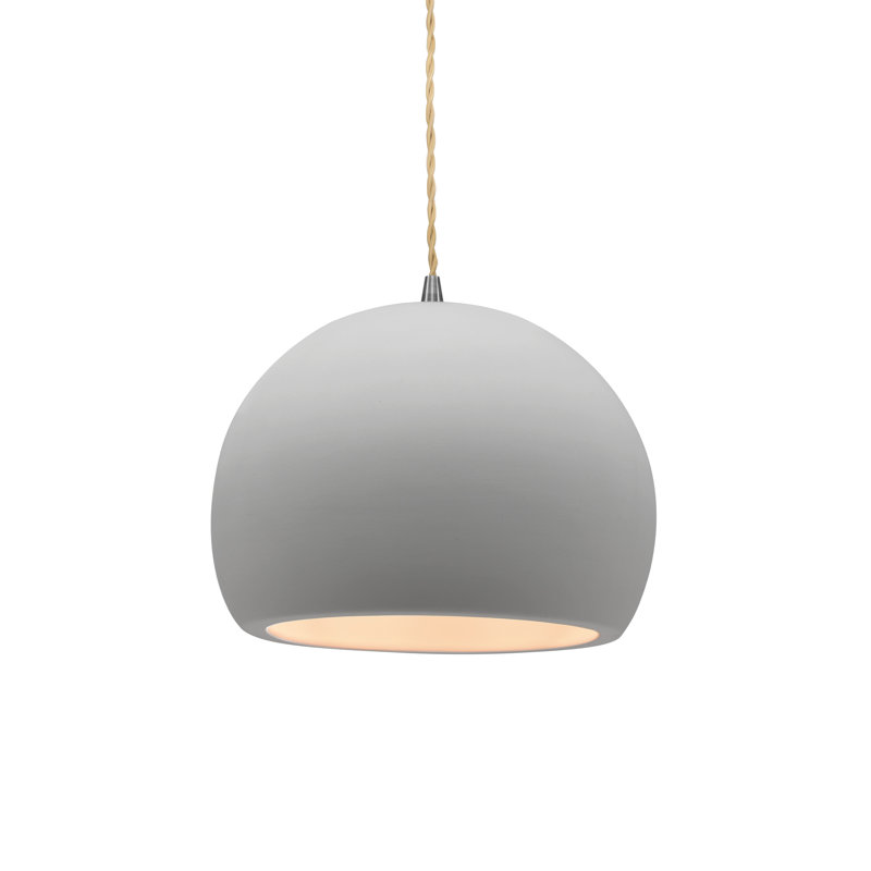 Luminaire suspendu à 1 lumière Aschwin, H 6 po x l 7 po x P 7 po, Bisque, Nickel brossé