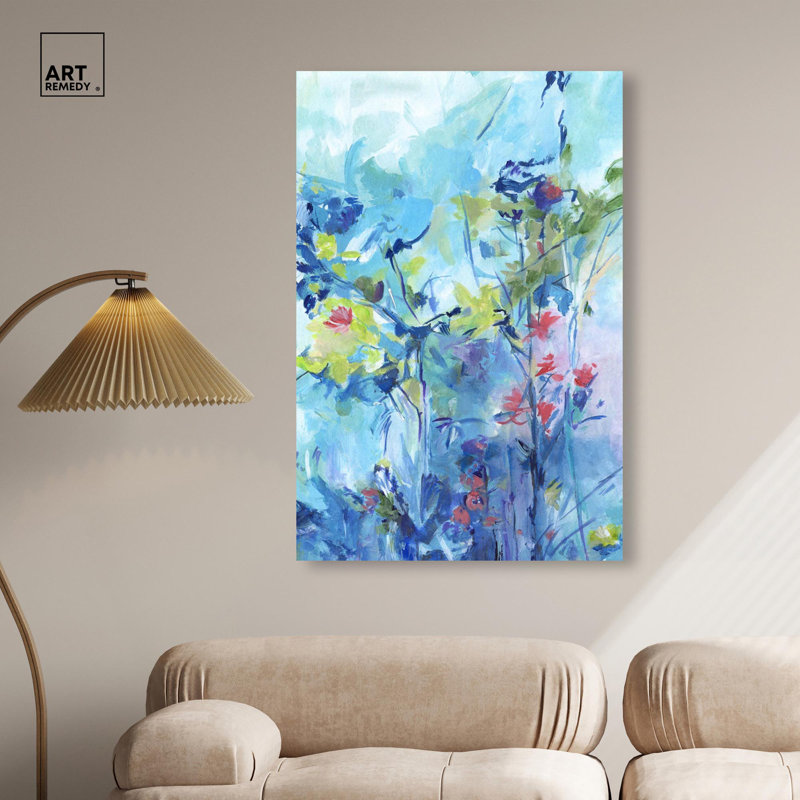 Art abstrait sur toile Heavenly Blue II par Art Remedy, H 30 po x l 20 po, Peinture sans cadre, Toile tendue