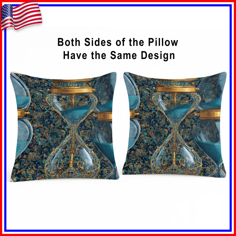 Coussin de sablier, objet à double face, 14 X 14 pouces
