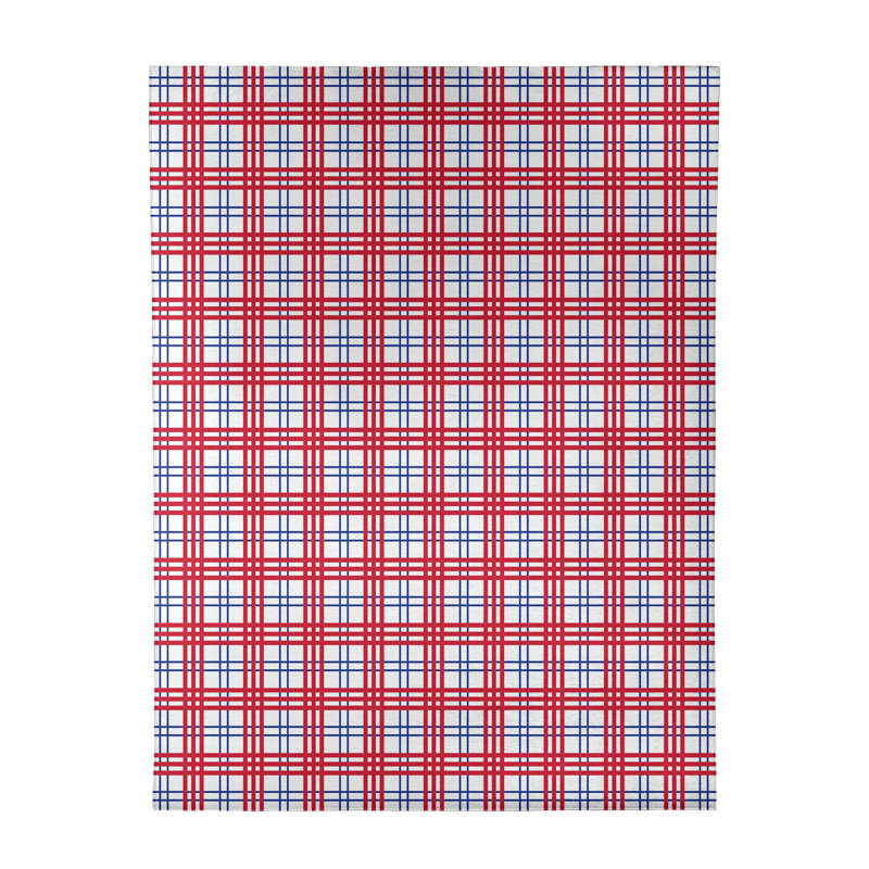 Tapis rouge / blanc à carreaux, Rectangle 8 pi x 10 pi