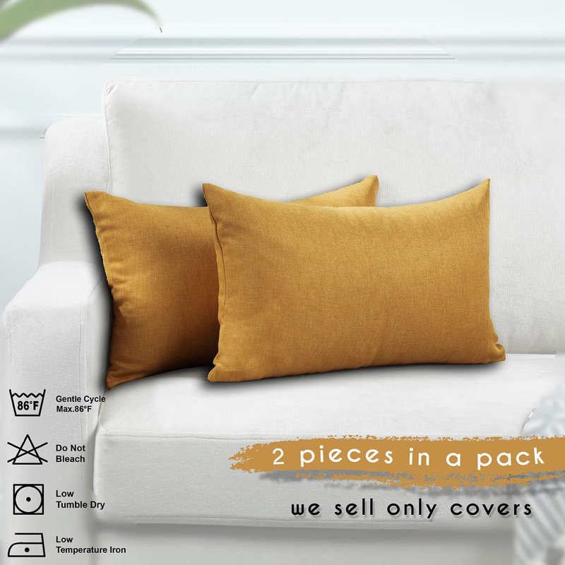 Indoor / Outdoor Rectangular Lumbar Pillow Cover - 1 Pc, 55 x 55cm, Yellow