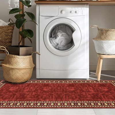Washable Modern Carpet Chic Bordered Area Rugs for Dining Room