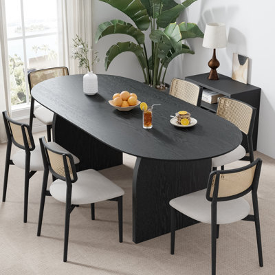 Oval Wood Dining Table Double Pestal Kitchen Table