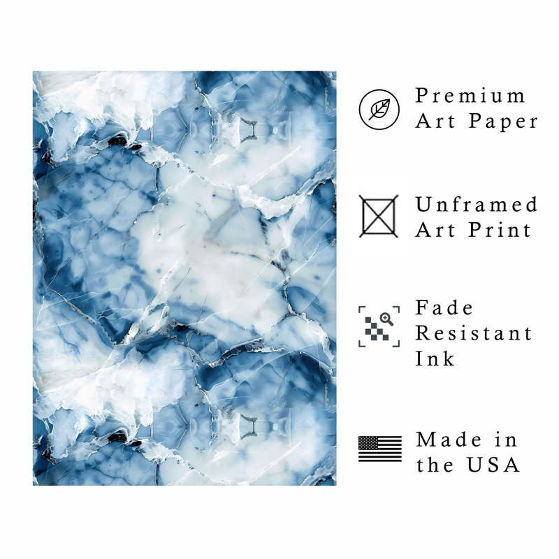 Abstrait marbre bleu abstrait I, reproduction d'art moderne sans cadre, H 10 po x l 8 po