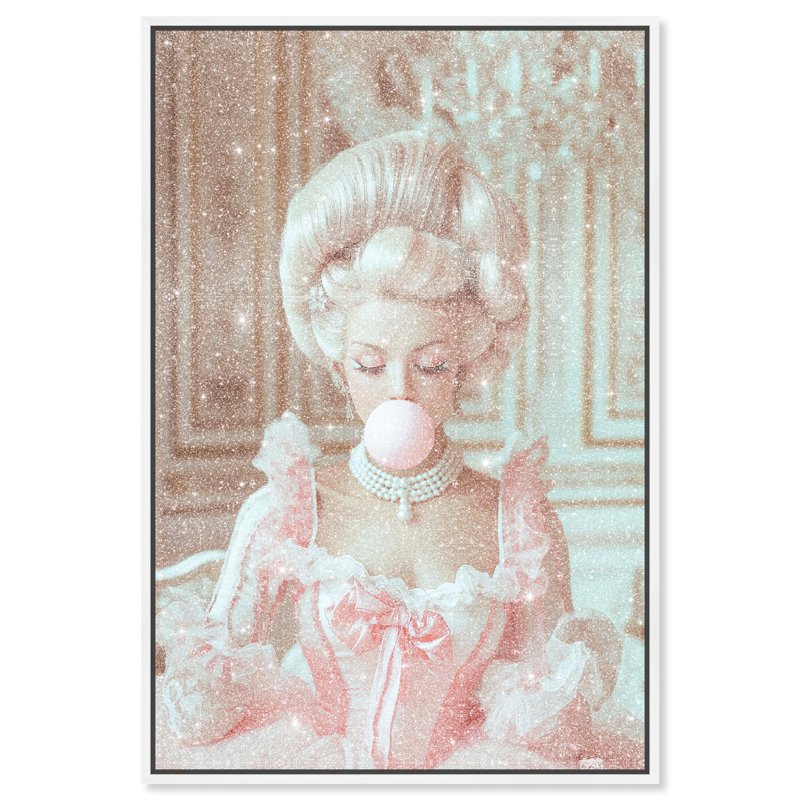 Oliver Gal Bubble Queen Glam - Diamond Dust Framed Canvas Art, White, 24" H x 16" W