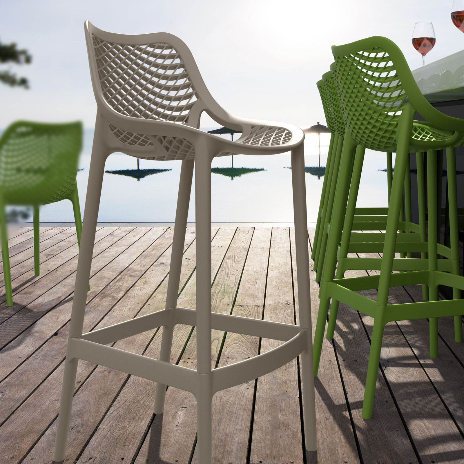 Farrah Patio Bar Stool, Taupe, 29.5"