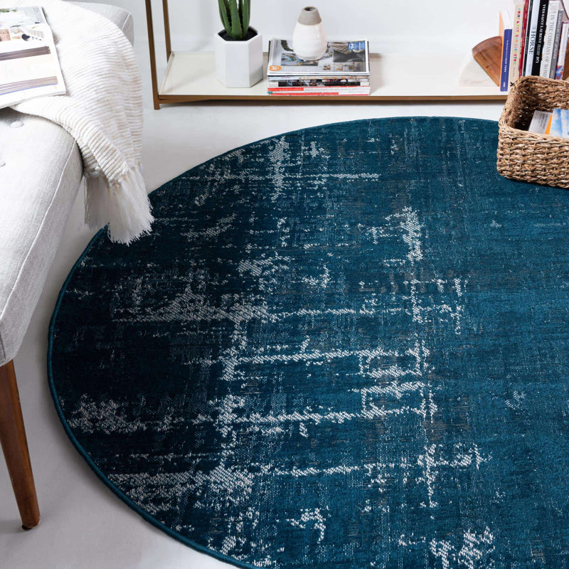 Area Rug, Round 5'3", Blue