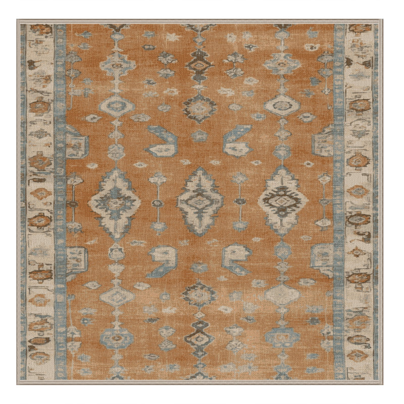 Machine Washable Overdyed Brown Area Rug, Square 4'