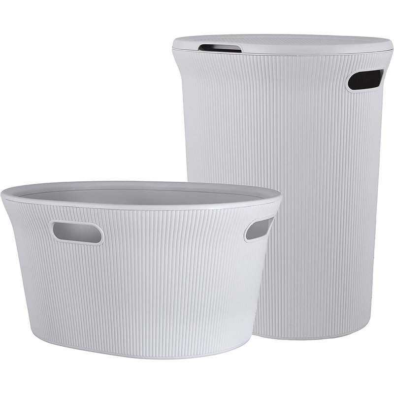 Ensemble de paniers à linge 2 pièces, Blanc cassé