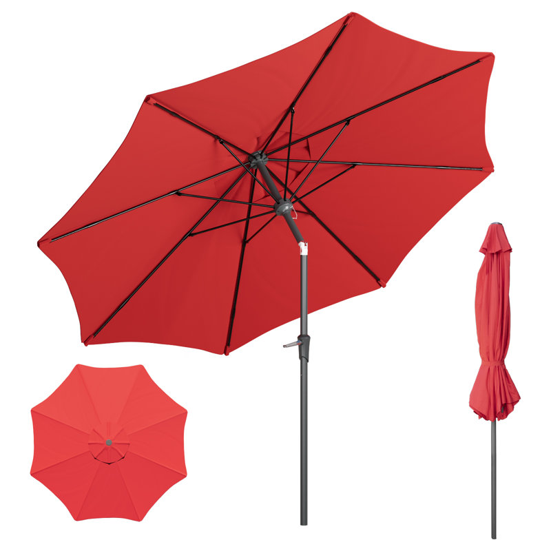 Parasol de marché 108 po, 8 baleines en fibre de verre et UPF de 90, rouge, H 91,2 po x l 108 po x P 108 po, Rouge