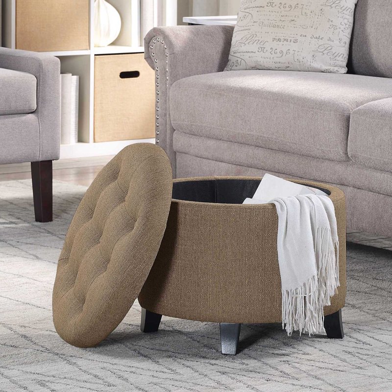 Avers Upholstered Ottoman, Sandstone Fabric