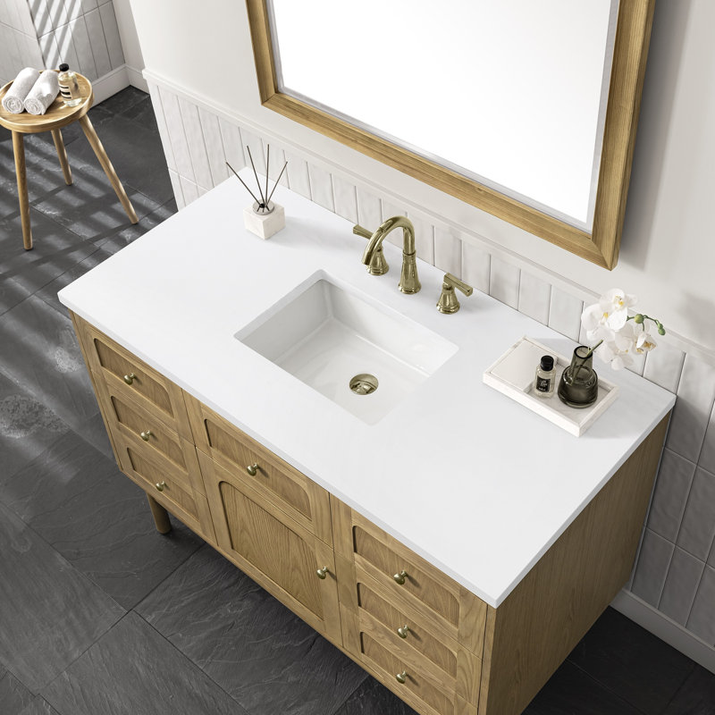 Laurent 48'' W Single Vanity, Parisien Bleu, 8" Widespread, Honey Brown