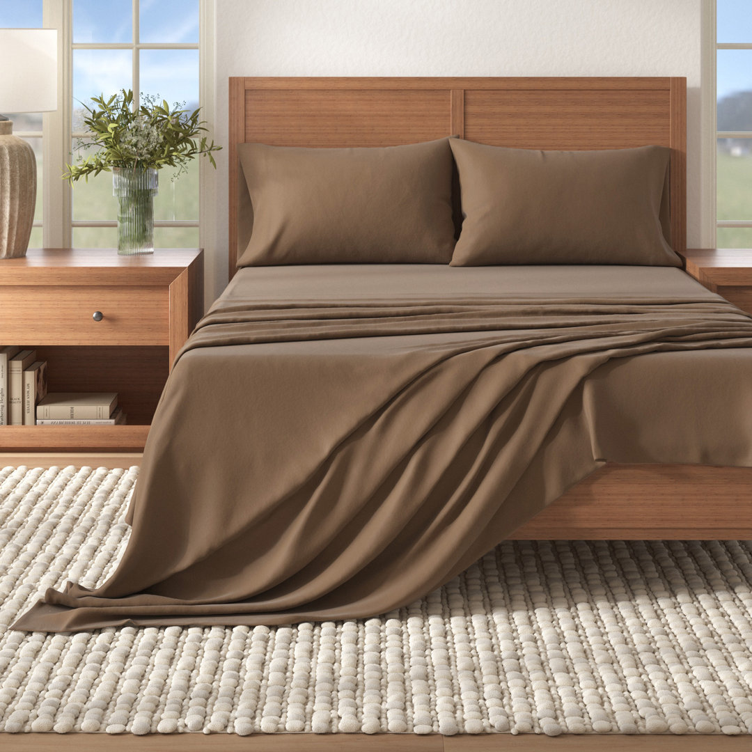Raye 100% Cotton Cozy Solid Flannel Sheet Set AllModern Color: Solid - Dark Taupe Size: Twin with 1 Pillowcase