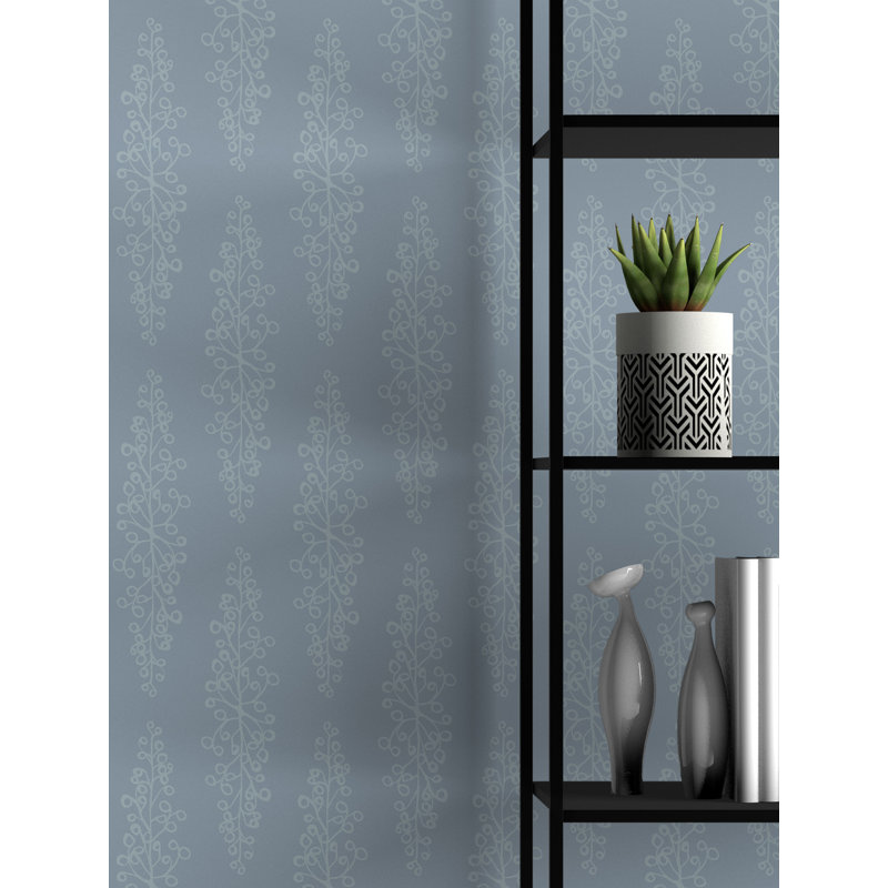 Susan Hable Floral Wallpaper by Susan Hable, Blue