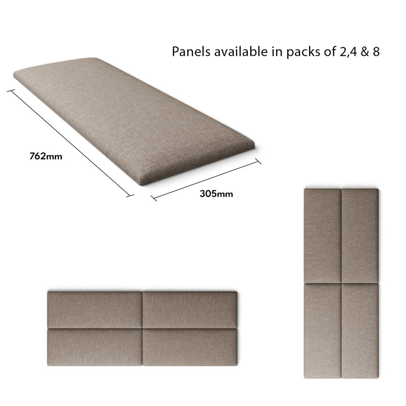 Kashem 30 cm x 75 cm Peel and Stick Upholstered Wall Paneling in Natural