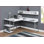 Bureaux, bureau de coin en L avec rangement, métal gris stratifié blanc moderne | Blanc | Panneau de fibres à densité moyenne