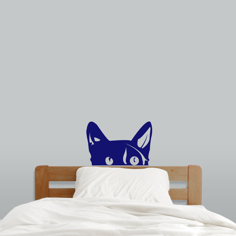 Décalcomanie murale Peeping Cat, Bleu marine