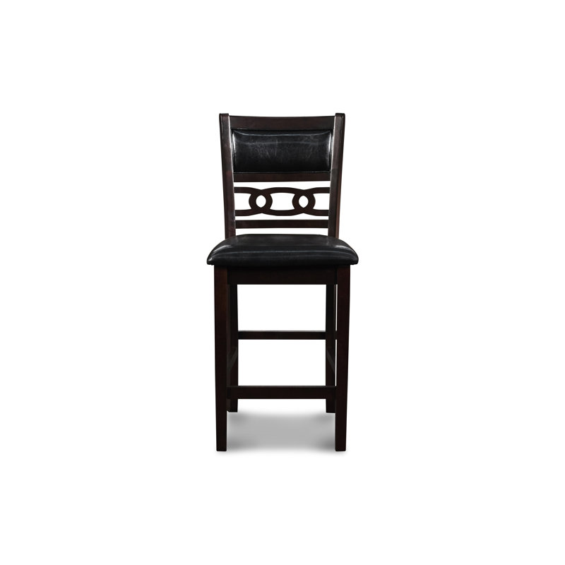 Ziemer Upholstered Counter Stool with Solid Wood Frame, Ebony