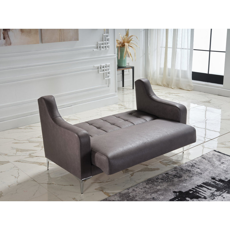 Khalif 62.6'' Upholstered Biscuit Convertible Sofa