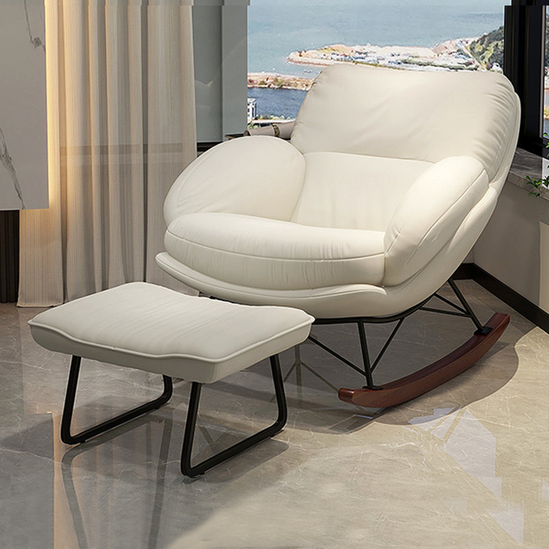 Chaise berçante ergonomique avec repose-pieds, Similicuir beige