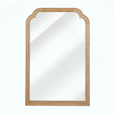 Solid Wood Frame Rounded Corner Decorative Mirror