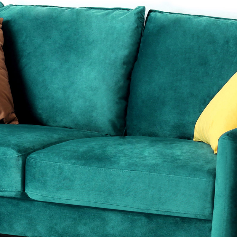 Hessville Sofa 57.8"  sofas Velvet Round Arm Apartment Loveseat, Dark Cyan Velvet
