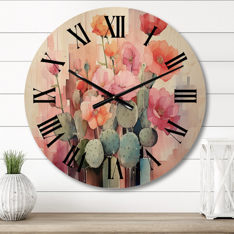 Horloge murale surdimensionnée en acrylique rose II, Moyenne