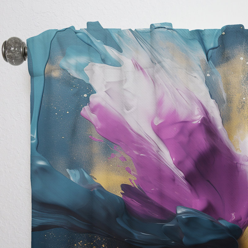 Réalités mauves et bleues sur toile I - Rideau en velours abstrait - 1 panneau, L 52 po x L 108 po