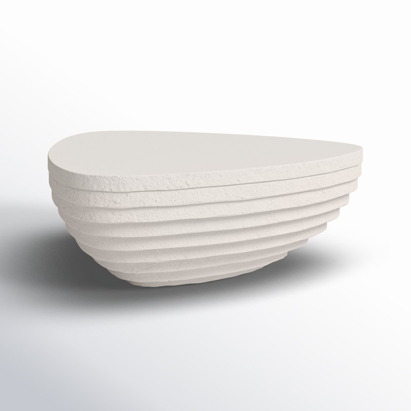 Albin Concrete Outdoor Coffee Table, White