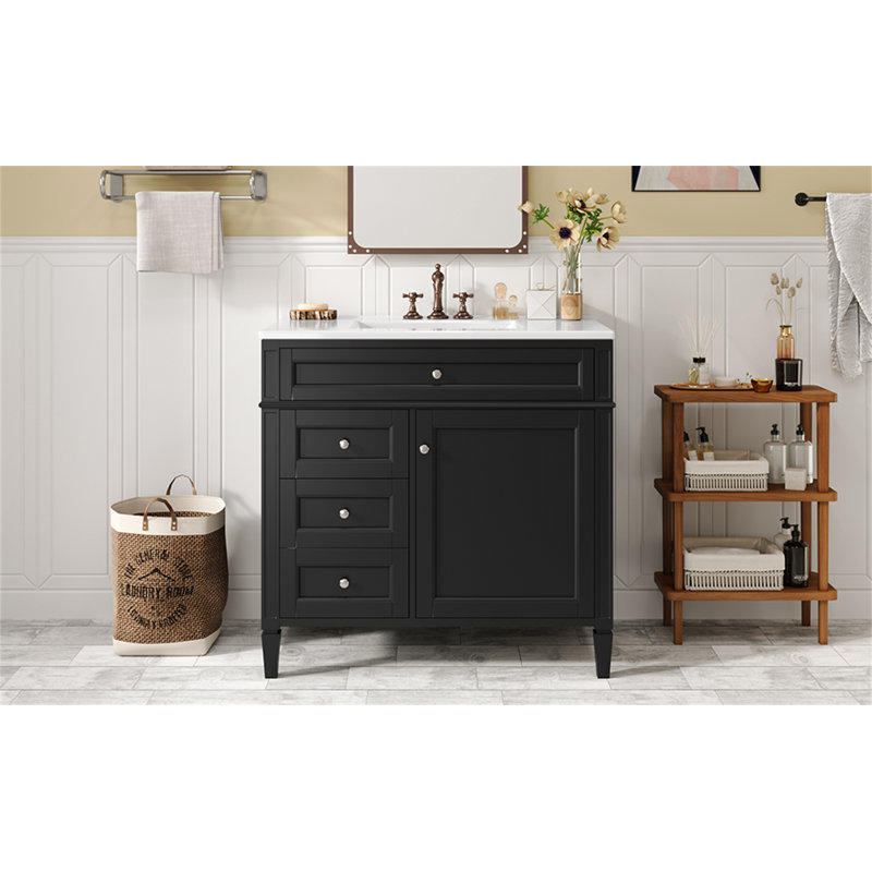 Meuble-lavabo 36 po avec lavabo supérieur, Noir