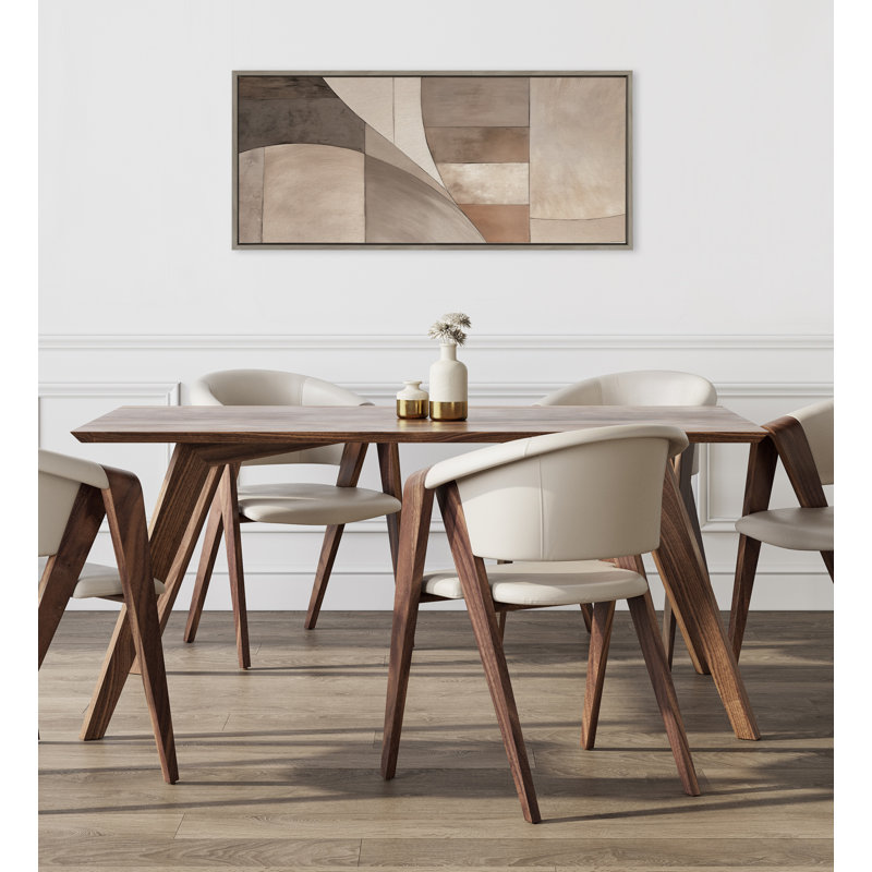 «Curved Grid Abstract» sur lin neutre par The Creative Bunch Studio, reproduction d'art sur toile encadrée
