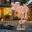 Pink Artificial Cherry Tree Fake Sakura Tree With Lights