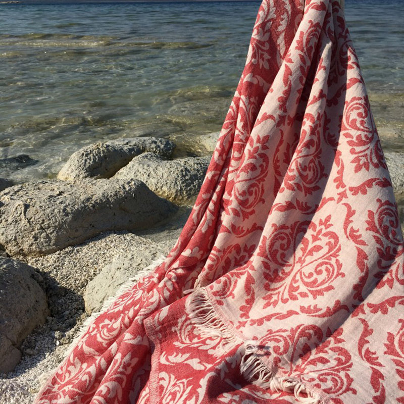 Premium Fouta Beach Towel, 100% Cotton, 35.4 x 67.0 inches | High Water Absorbent, Soft and Lightweight, 7.5 oz/sq ft | Machine Washable, Vibrant Red Color | Perfect for Beach, Pool, and Spa Use