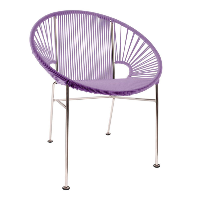 Concha Indoor/Outdoor Handmade Dining Chair, Chrome, Orchid