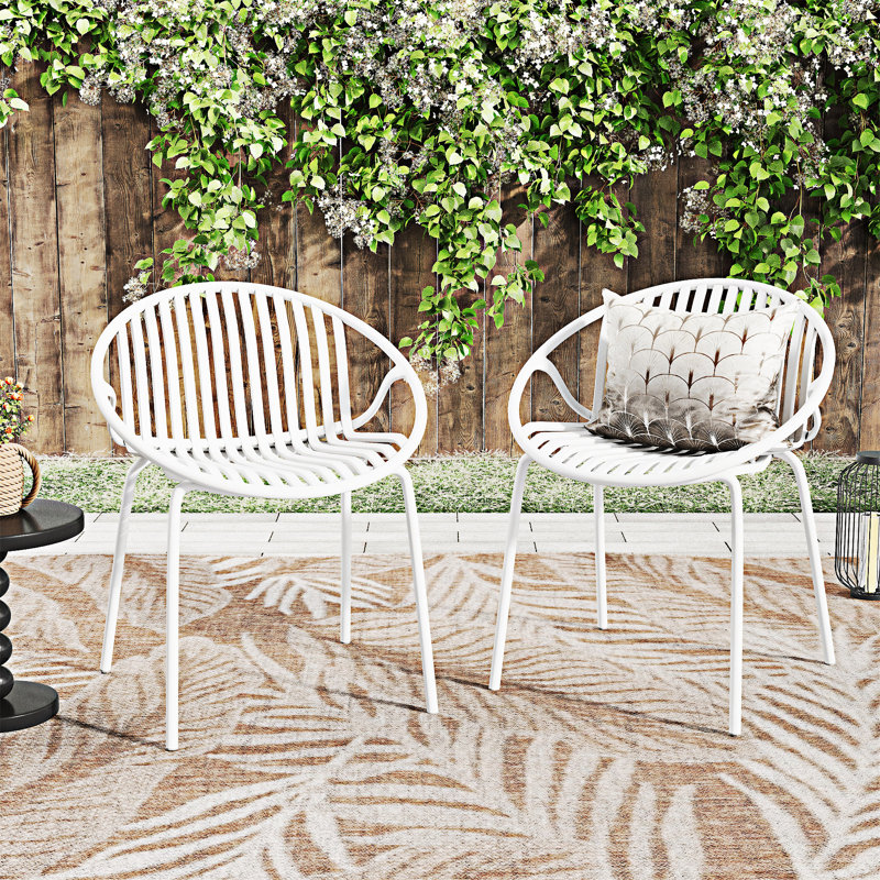Ensemble de 2 chaises de patio empilables, Blanc