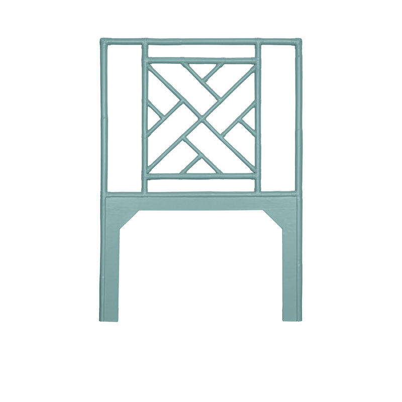Cowden Geometric Rattan Headboard, Twin, Turquoise