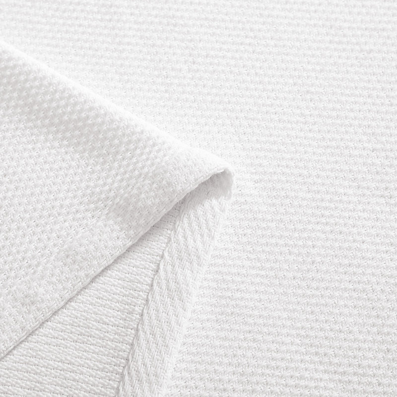 Tommy Hilfiger Cotton Pique Solid Blanket, White, Queen