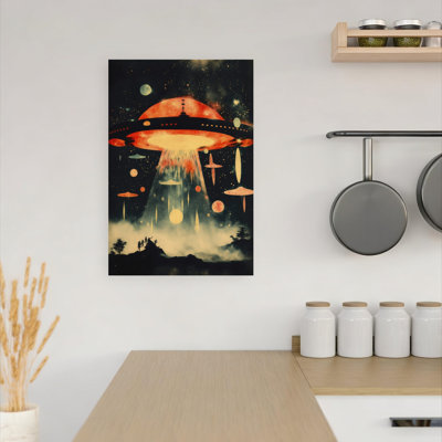 Galactic Arrival Abstract Retro Landscape Nature Wall Art Print